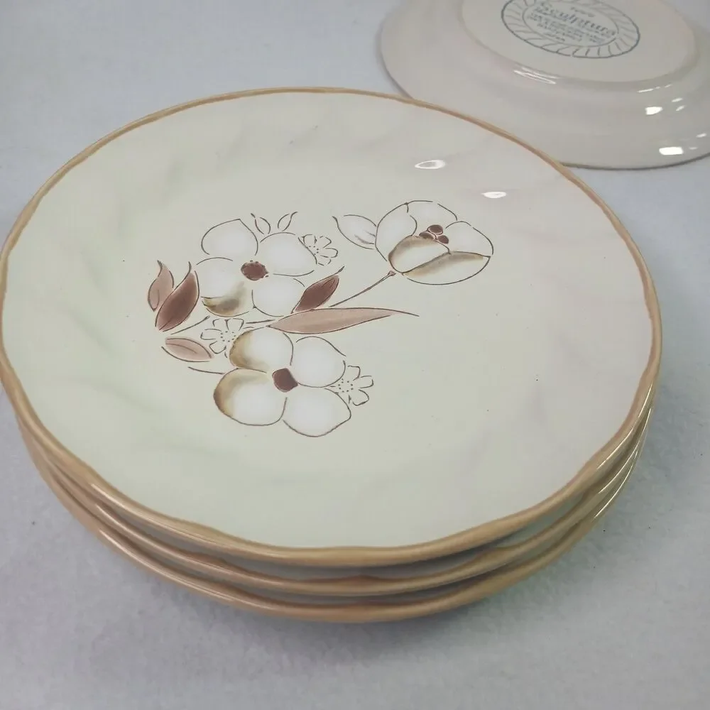 Sculptura Hearthside Stoneware Felicity 4 Salad Luncheon Plates 7.75